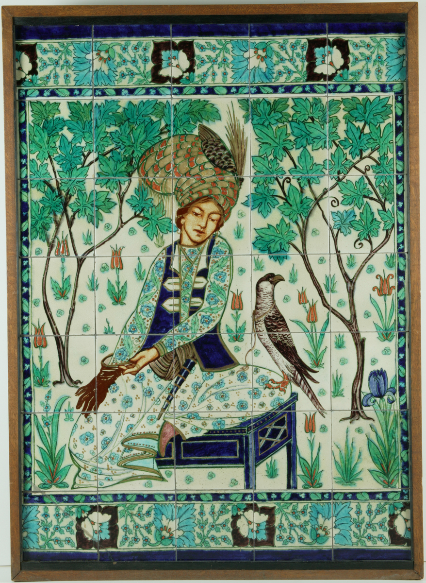 Persian falconer tile panel